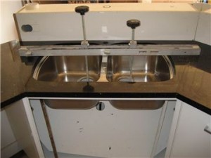 Professional undermount sink installation.