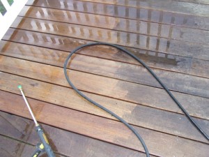 Cambara Decking Cleaned with Pressure Washer