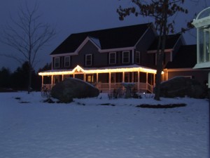 Christmas Lights On Colonial Style Home