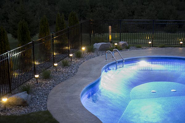Inground Pool with Low Voltage Landscape Lighting