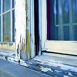 Pealing lead paint on windows.