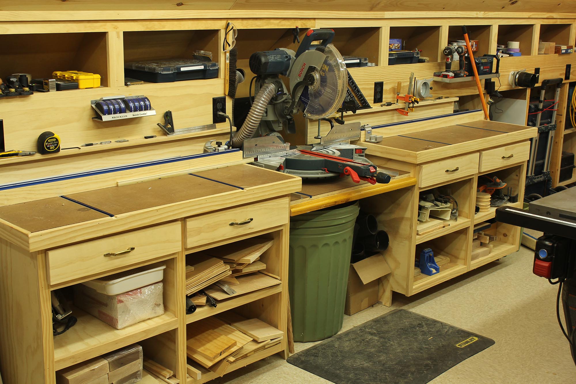 Woodshop Miter Saw Bench and Storage - Home Construction Improvement